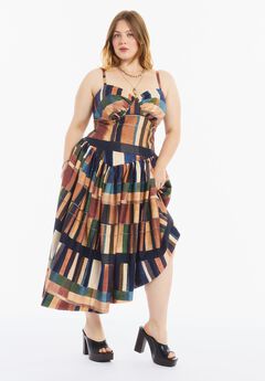 Bustier Drop Waist Midi Dress