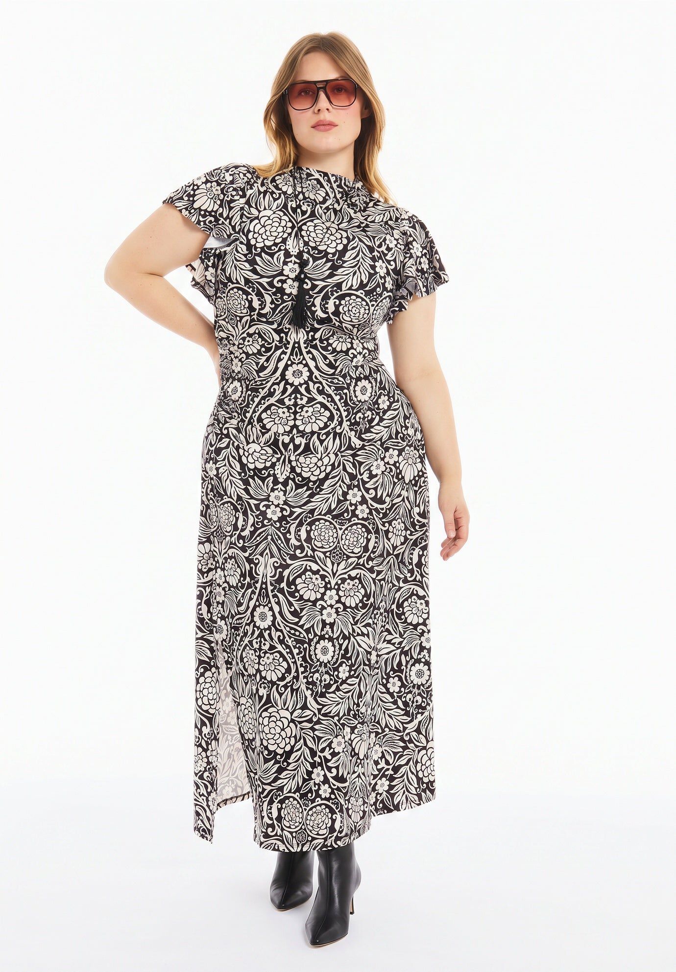 Gathered Front Midi Dress