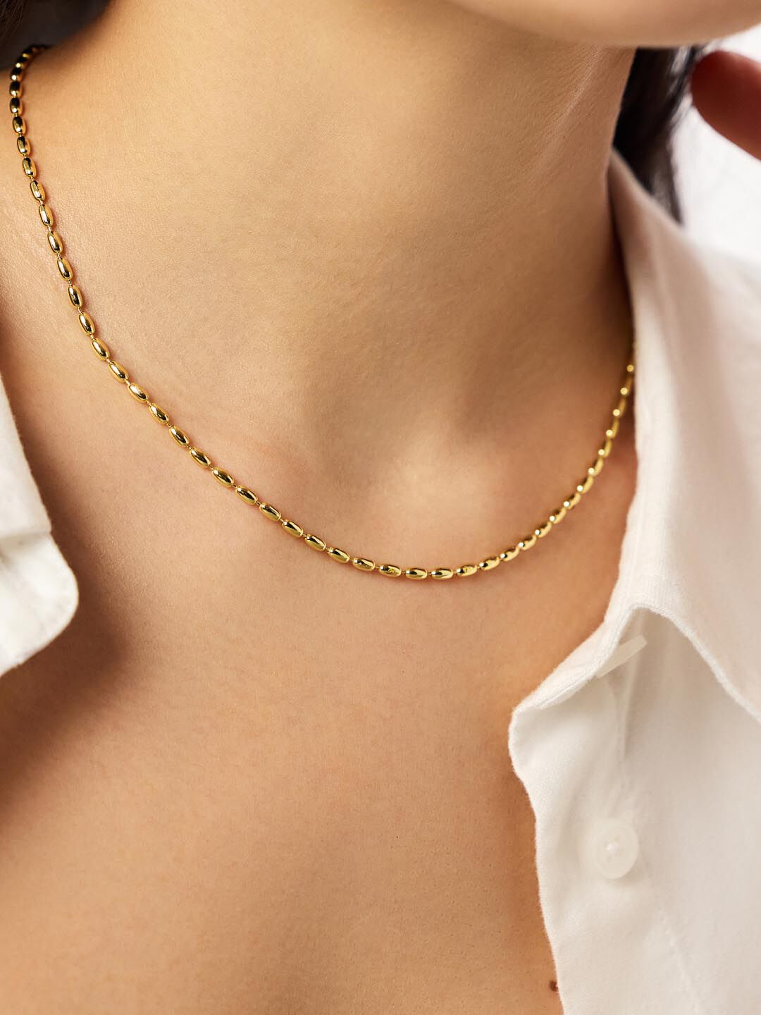Capri Ball Chain Necklace, GOLD, alternate image number 1