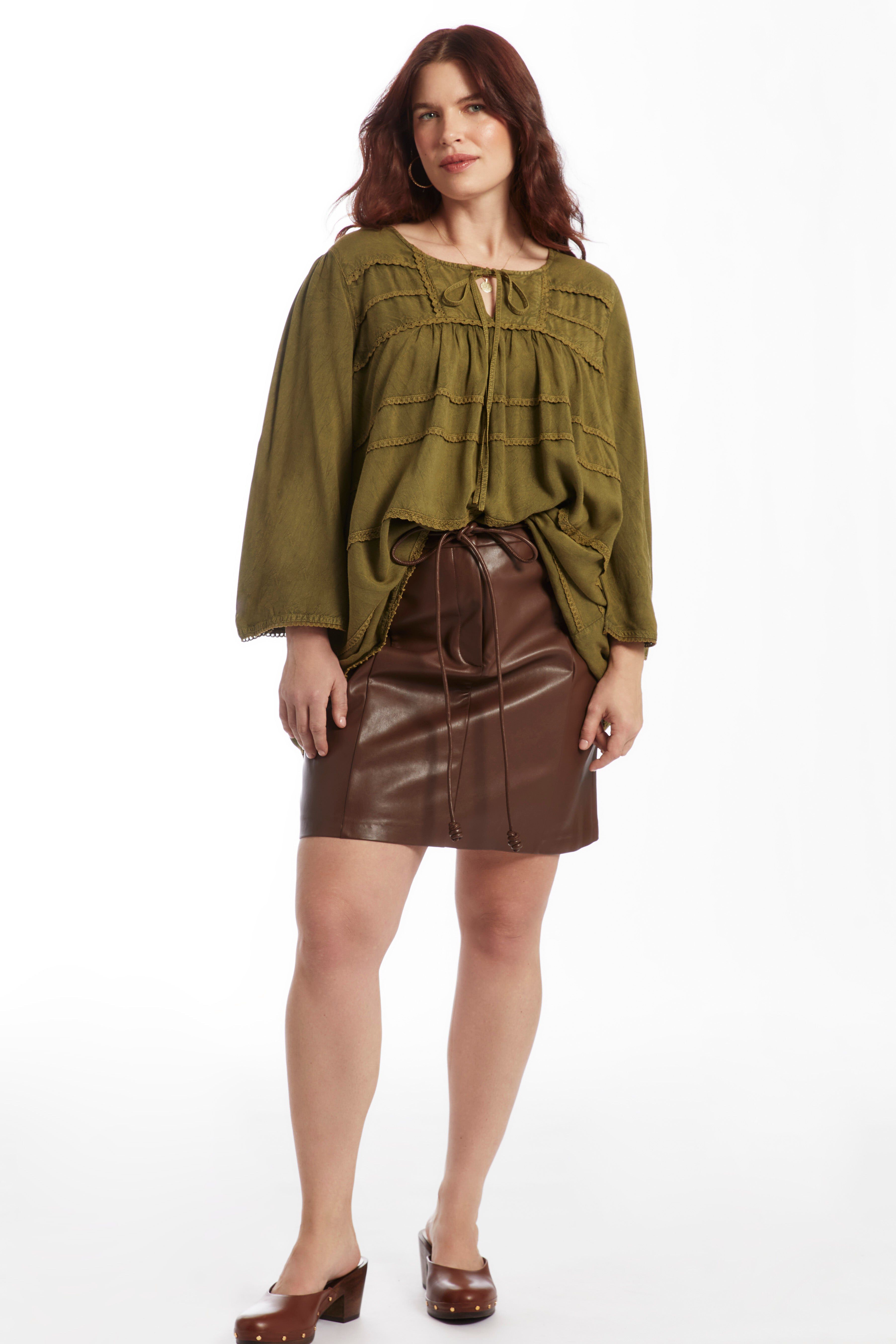 Acid Wash Peasant Blouse