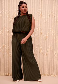 Plisse High-Rise Pants
