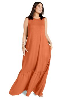 Plus Size Orange Long Dress