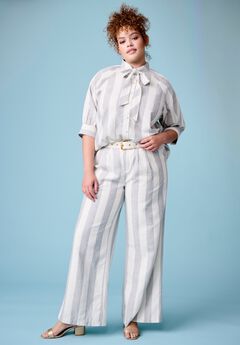 Curvie Fit High-Waisted Wide-Leg Linen Pant