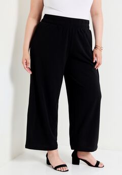 Cropped Wide-Leg Knit Pants