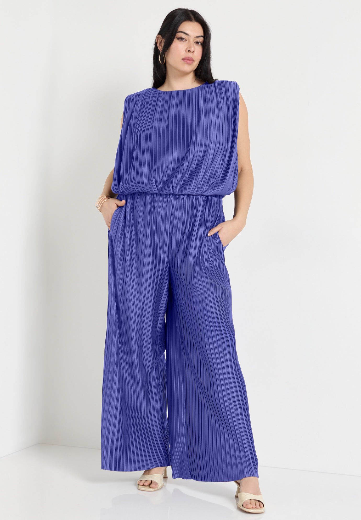 Plisse Dolman-Sleeve Cropped Top