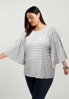 Flared Raglan Sleeve Breton Tee