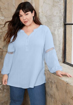 Crochet-Sleeve Popover Tunic