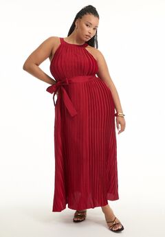 Pleated Halter Maxi Dress