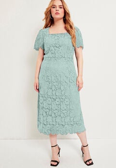 Square-Neck Lace Dress