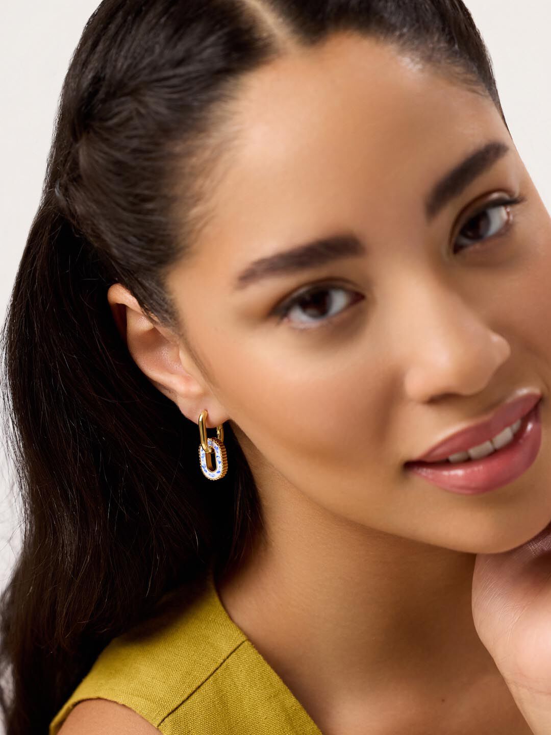 Double Hoop Earrings - Ash Double, MARBLE BLUE, alternate image number 5