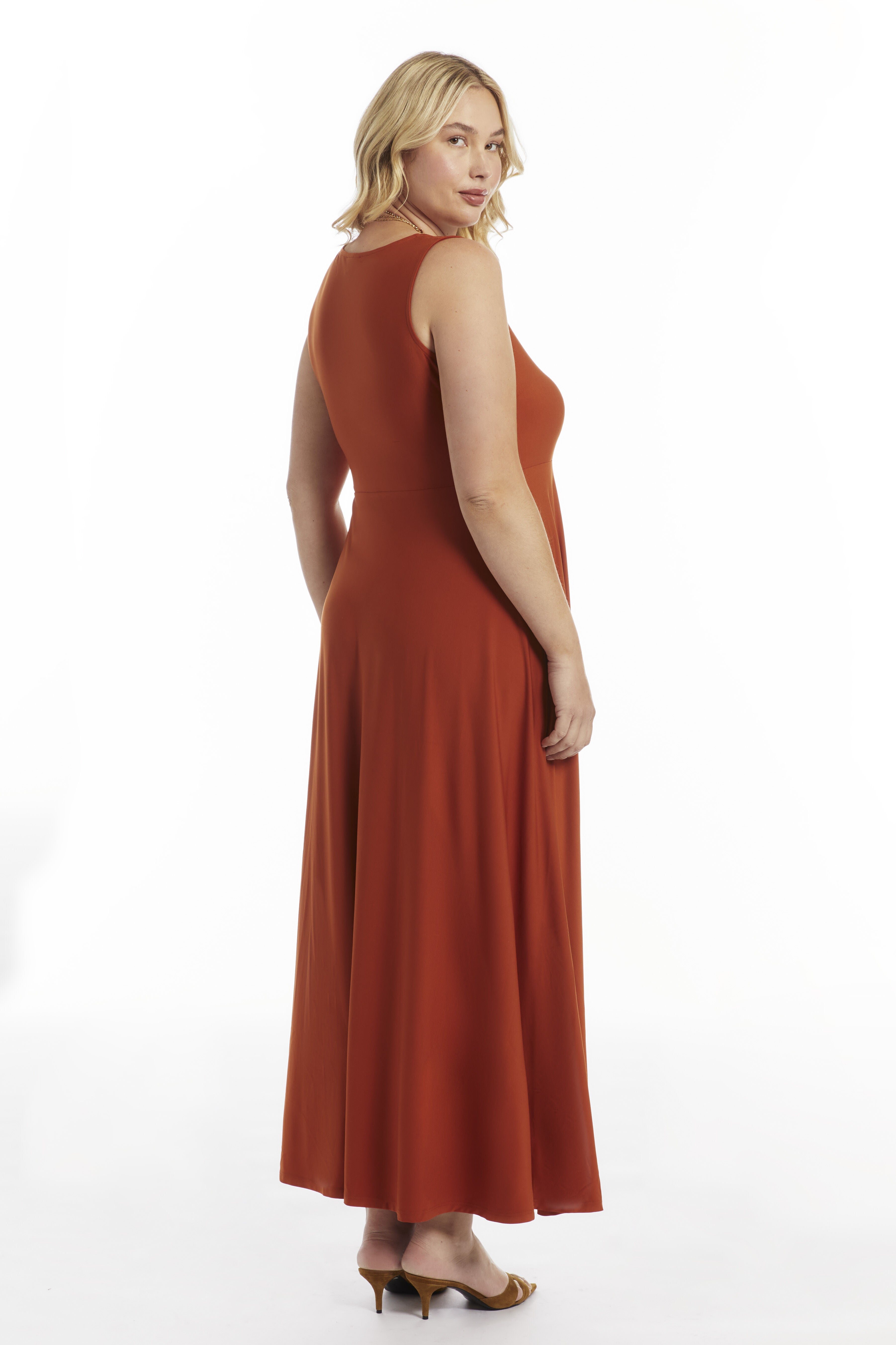 Sleeveless Sweetheart Dress, UMBER, on-hover image number 1