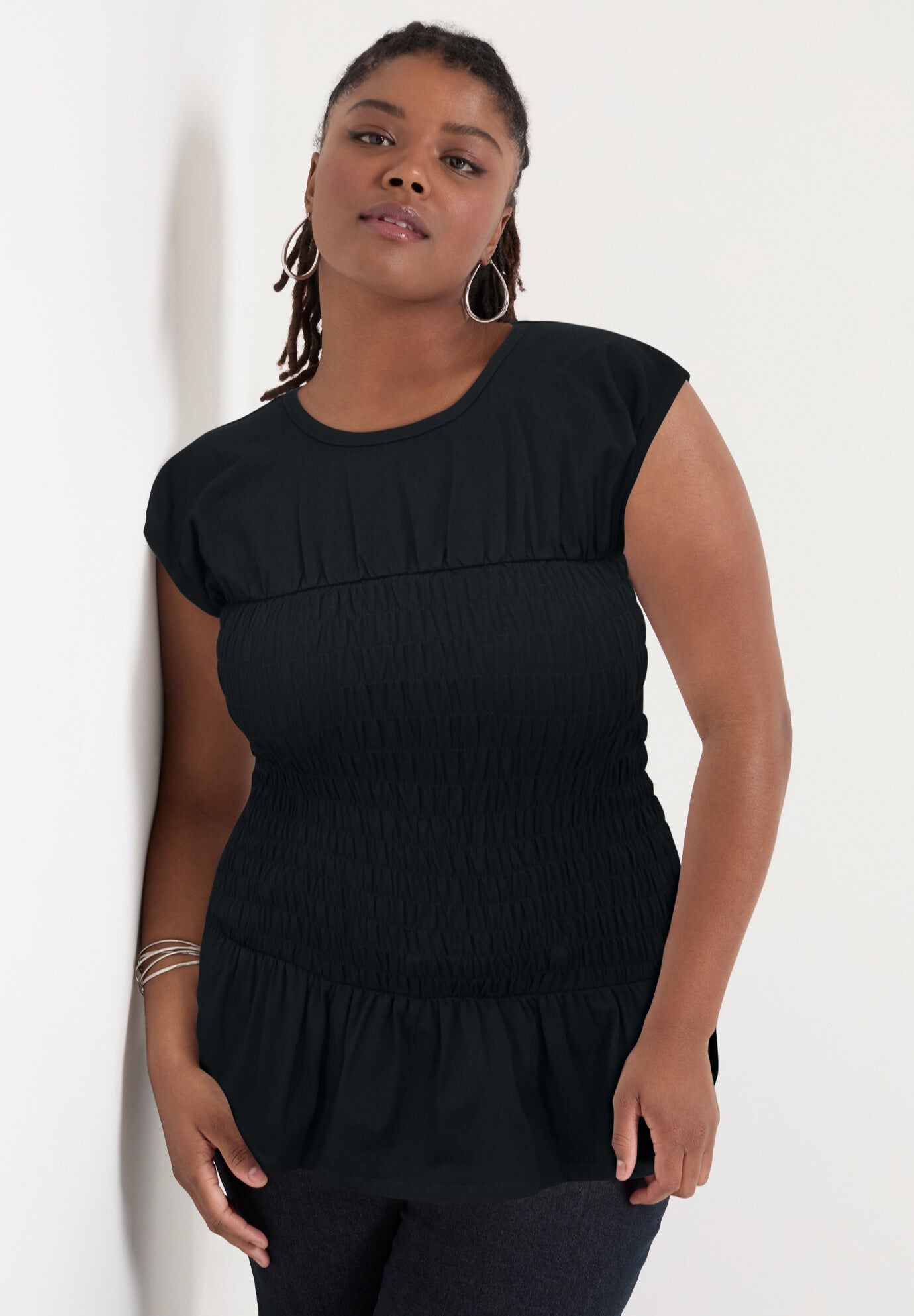 Plus Size Women's Black Peplum Tops | Dia & Co