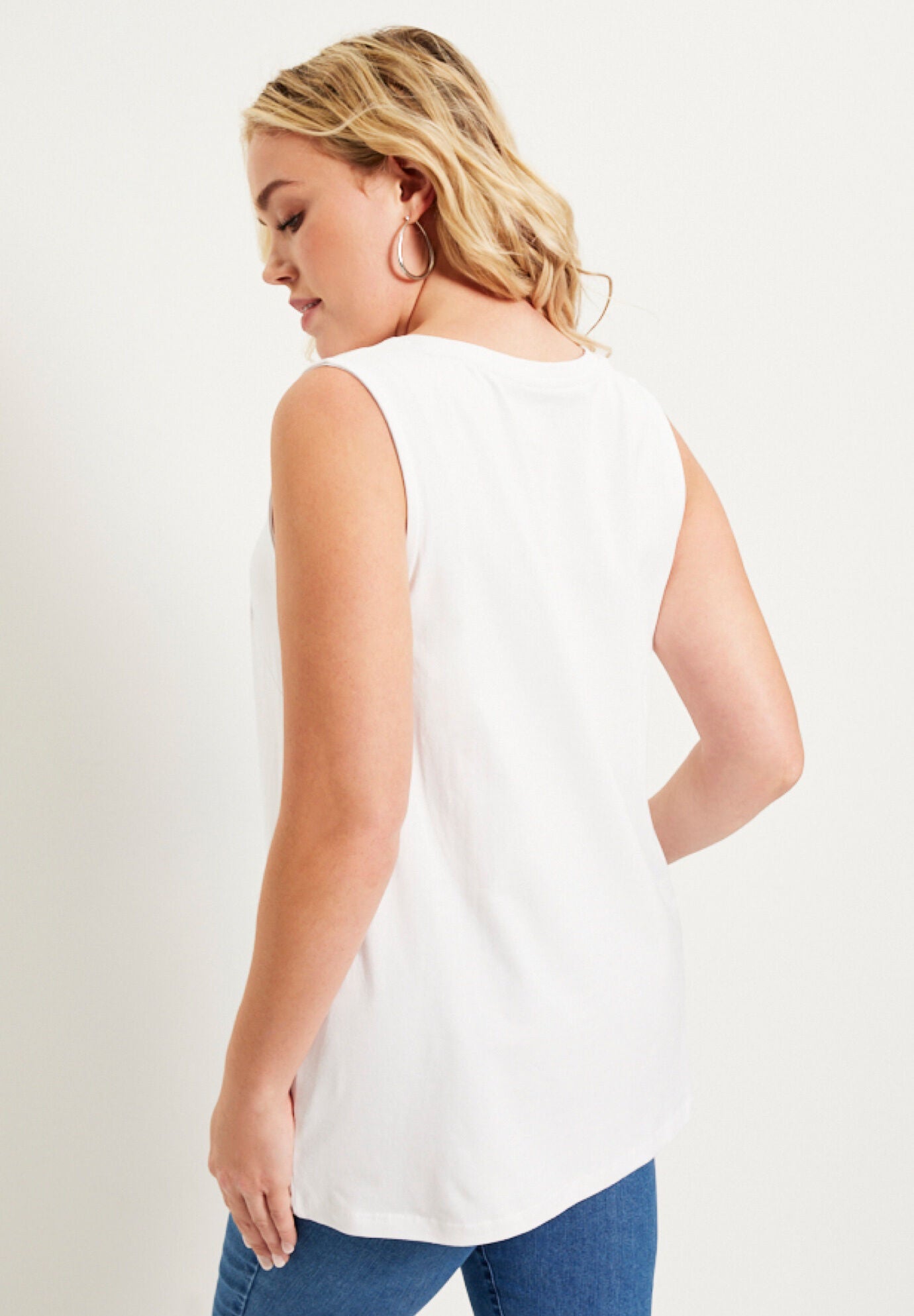V-Neck One + Only Tank Top, WHITE, on-hover image number 1