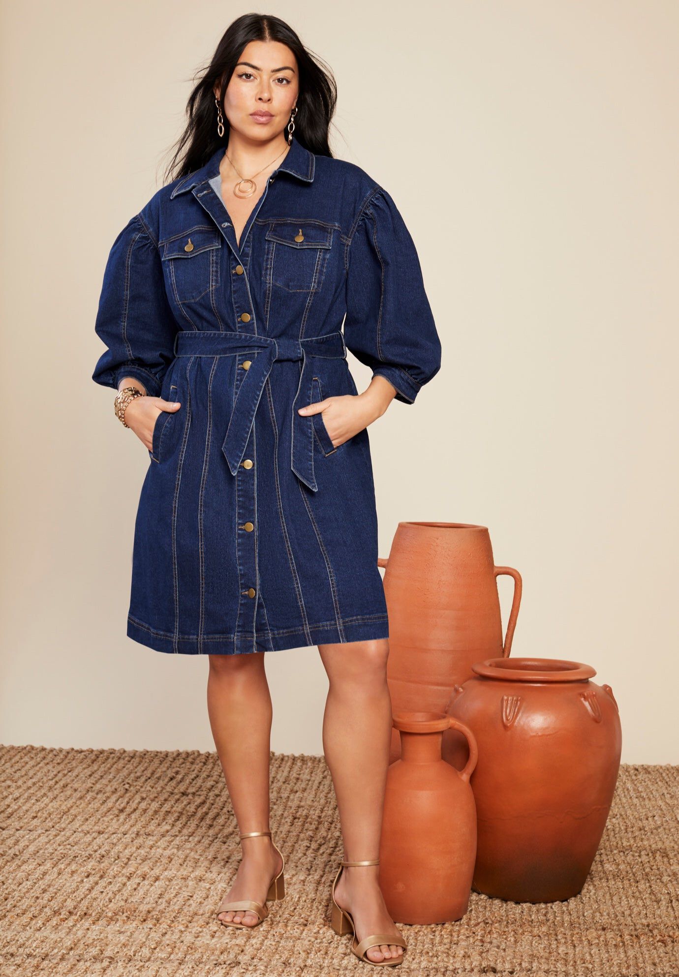 アメリヴィンテージ I LINE DENIM SHIRTS DRESS M I LINE DENIM SHIRT DRESS