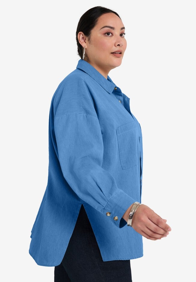 Chambray Blouse, VINTAGE MEDIUM WASH, alternate image number null