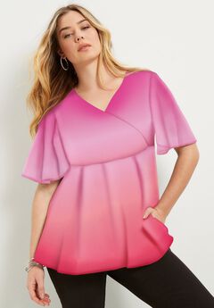 Faux Wrap Fit-and-Flare Top