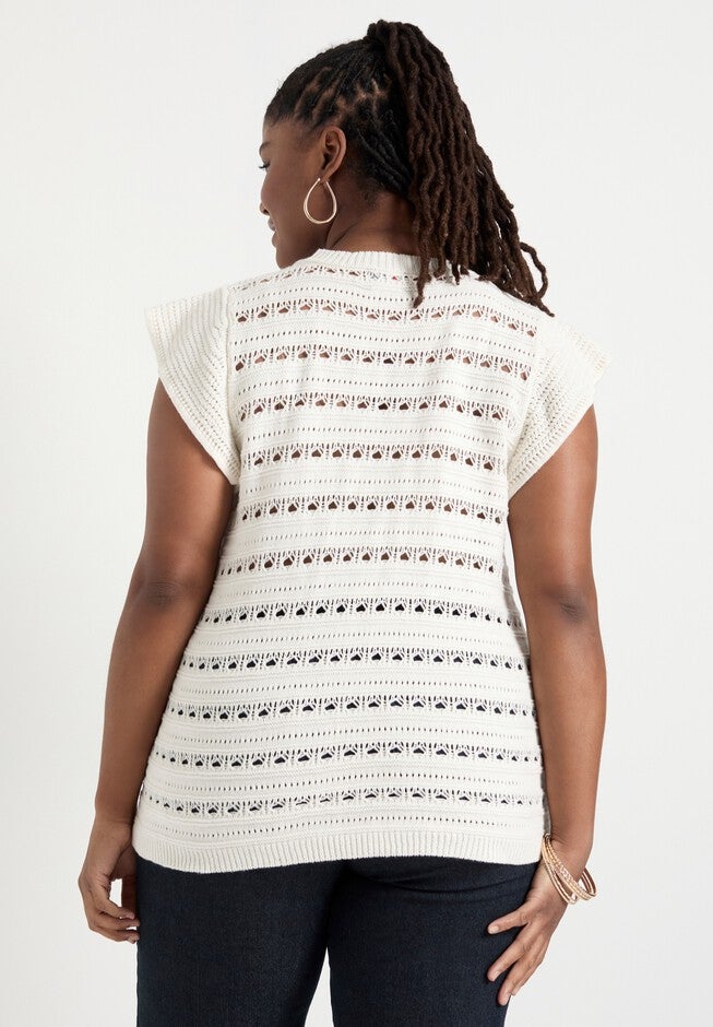 Ruffled-Sleeve Top, SUGAR SWIZZLE, on-hover image number null