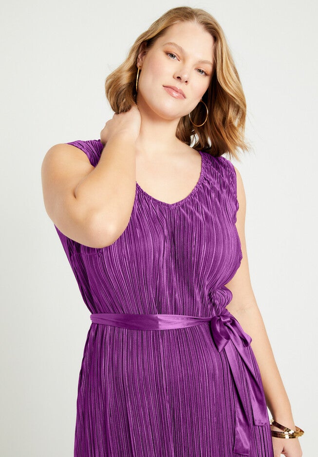 Plisse Midi Dress, , alternate image number null