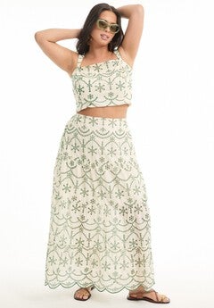 Cropped Eyelet Top