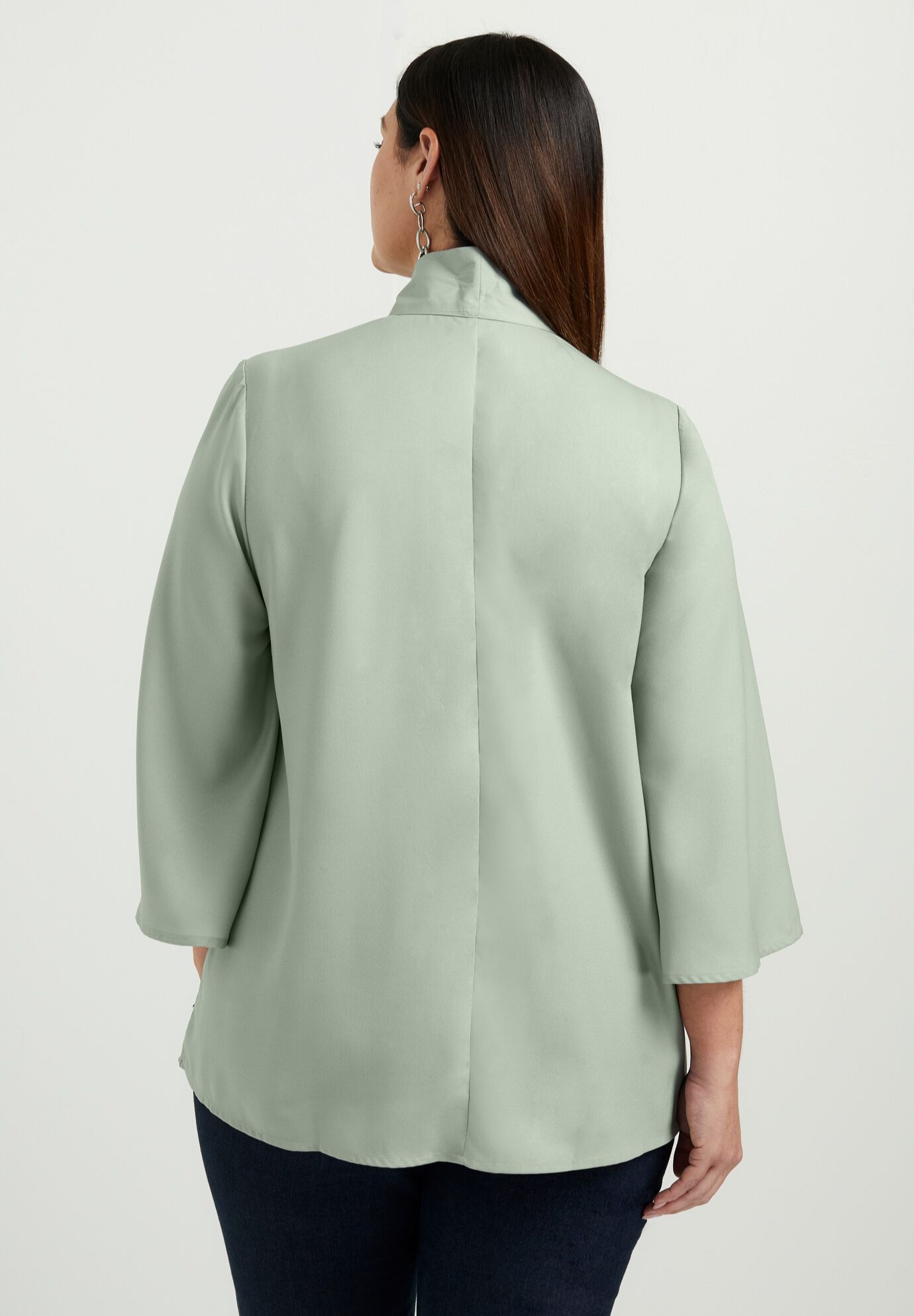 Mock Tie Neck Blouse, , on-hover image number 1