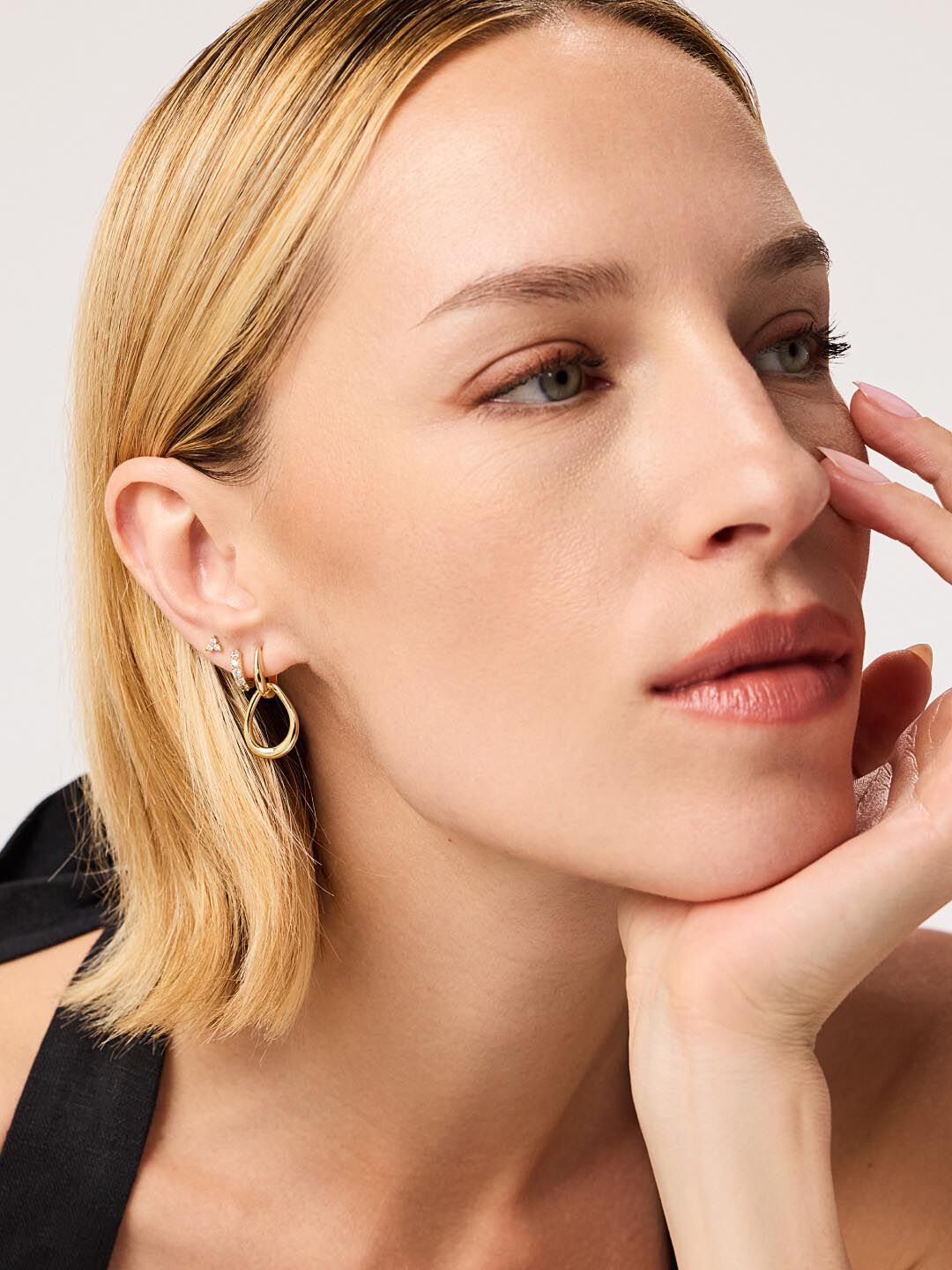 Sage Gold Drop Earrings, GOLD, alternate image number 5