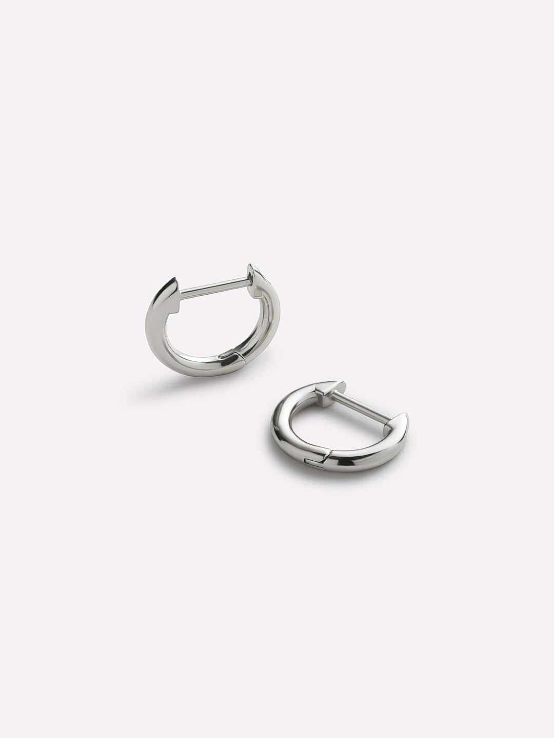 Sterling Silver Mini Huggie Hoops, SILVER, hi-res image number 0