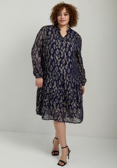 Coraline Metallic Print Georgette Dress