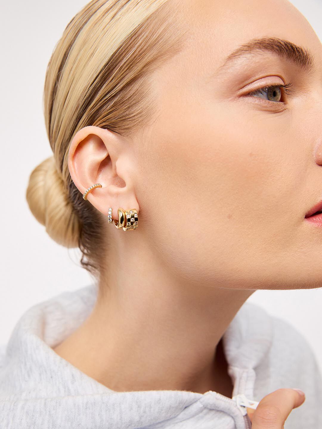 Suzanne Huggie Hoop Earrings, GOLD, alternate image number 5