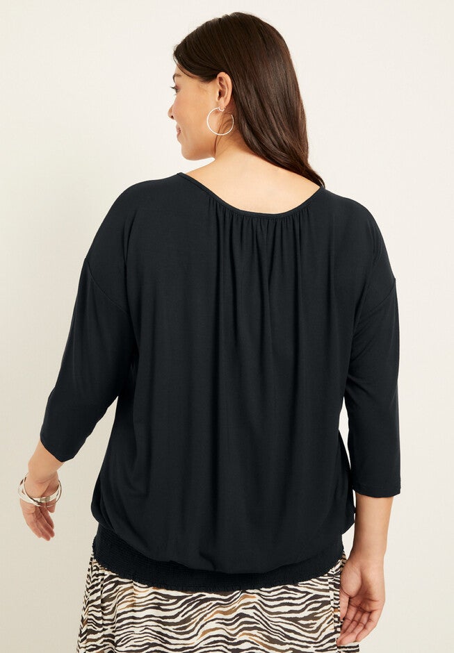 Shirred Scoopneck Top, , on-hover image number 1