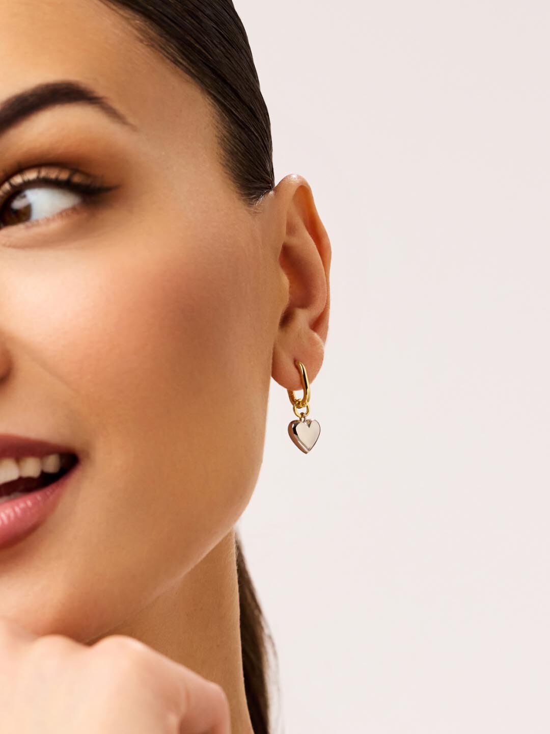 Wesley Heart Earrings, GOLD, alternate image number 3