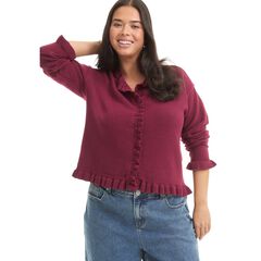 Ruffle Hem Buttoned Sweater