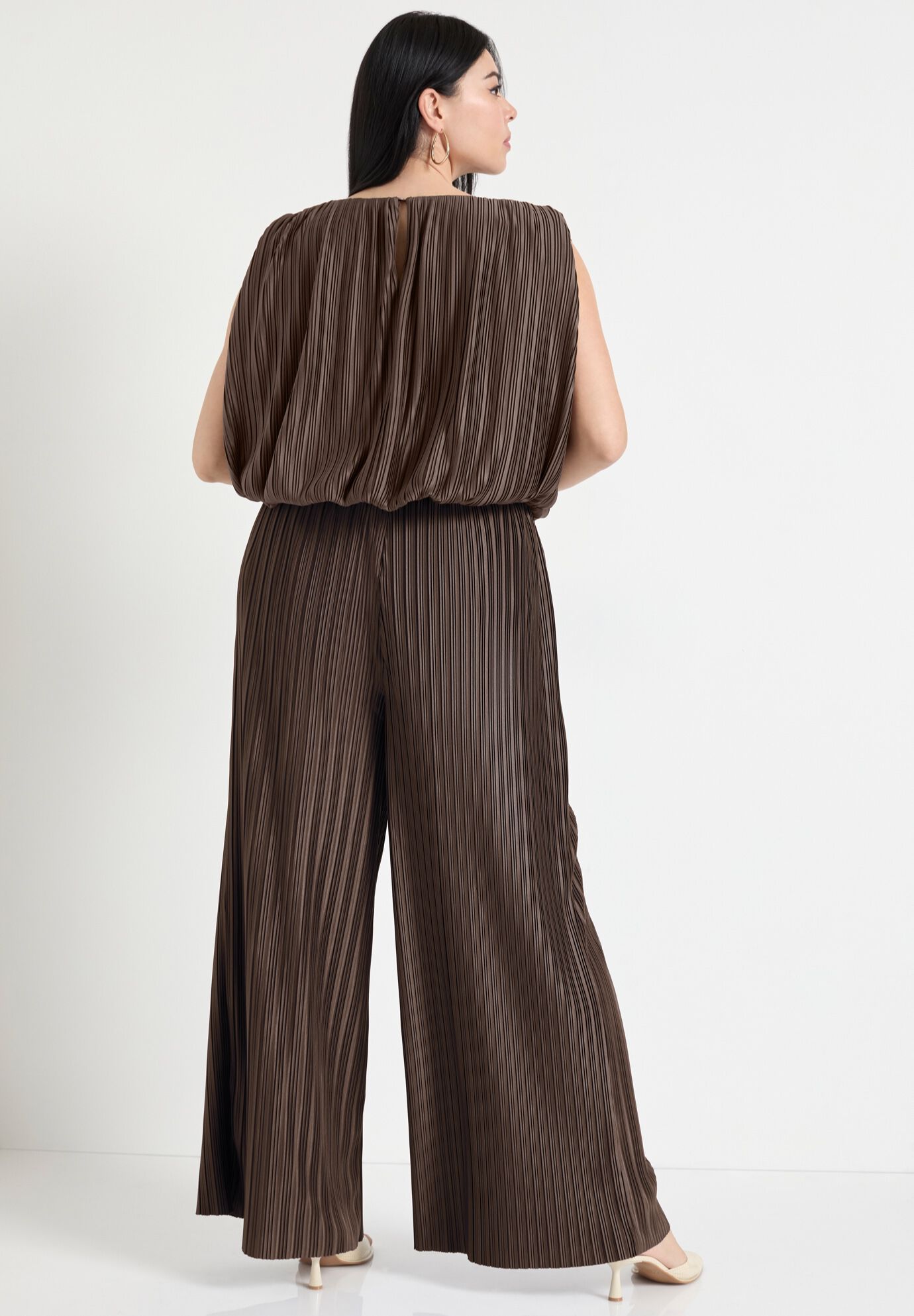 Plisse Dolman-Sleeve Cropped Top, POTTING SOIL, on-hover image number 1