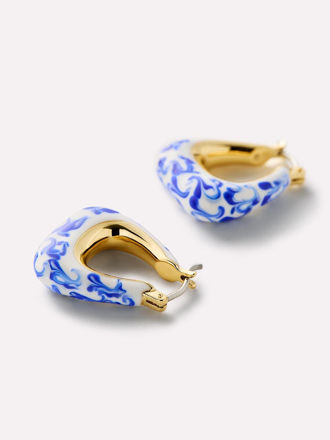 Dakota Marble Blue Statement Earrings, GOLD, alternate image number 5