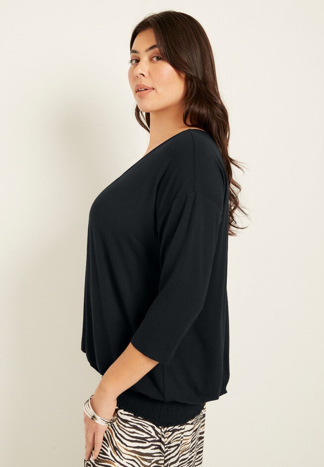 Shirred Scoopneck Top, , alternate image number 2