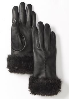Faux Fur Leather Gloves