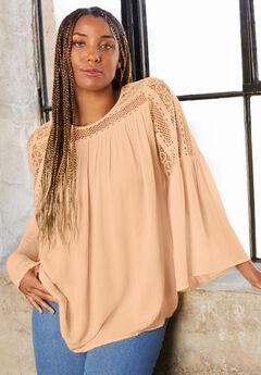 Crochet-Trim Blouse