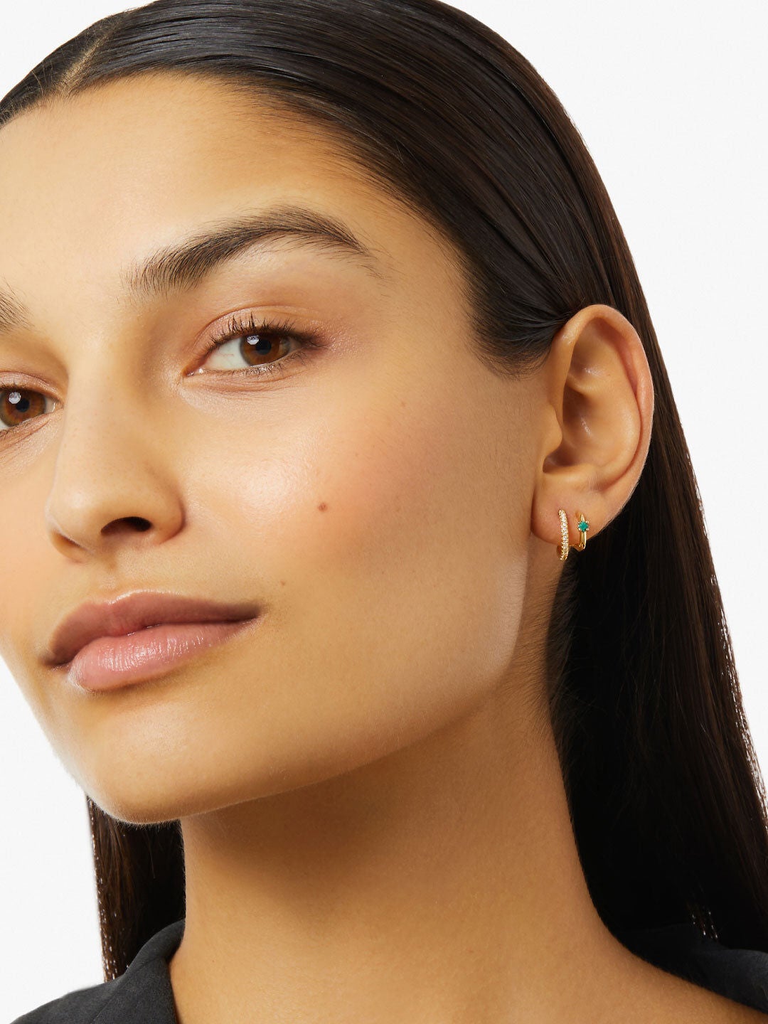 Percy Double Hoop Earrings, GOLD, alternate image number 3