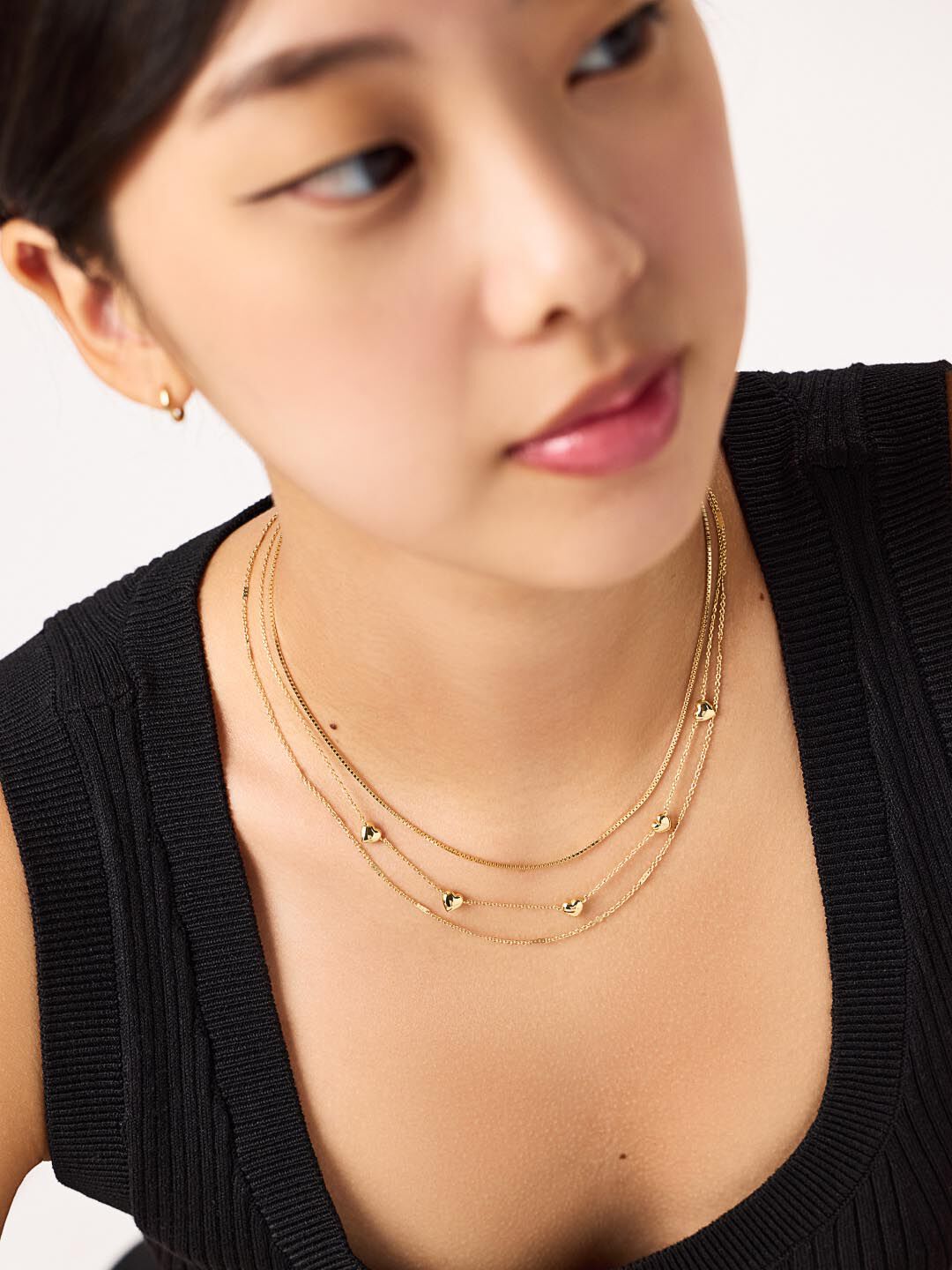 Lev Mini Station Necklace Heart Necklace, GOLD, alternate image number 1