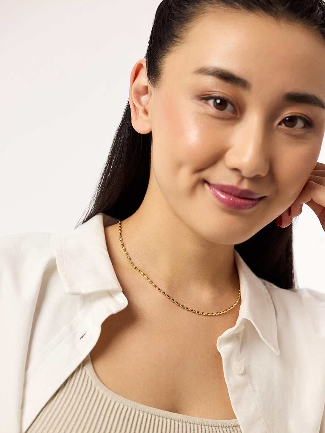 Capri Ball Chain Necklace, GOLD, alternate image number 3