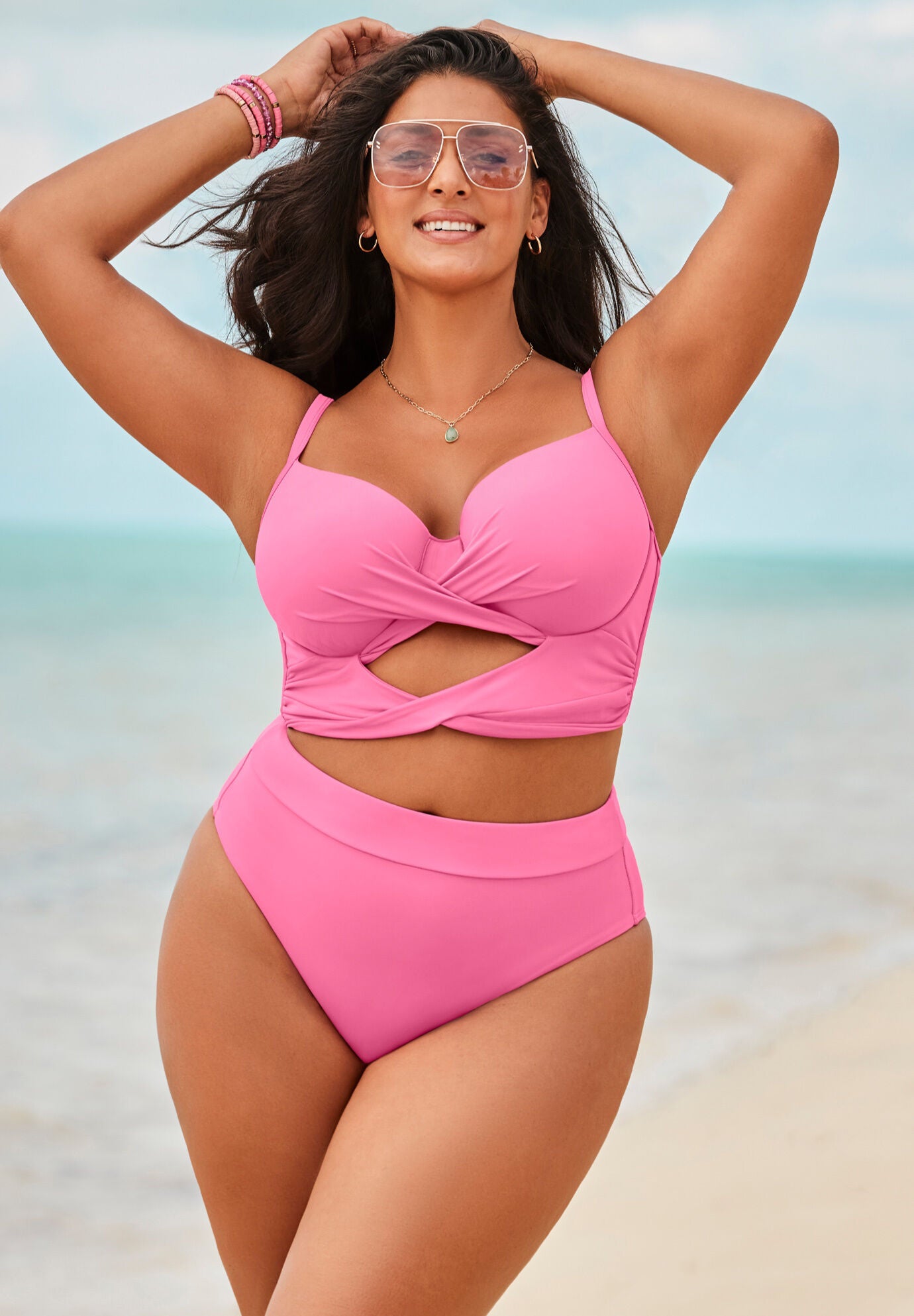 Bra Sized Lace Back Underwire Bikini Set, , hi-res image number 0