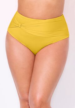 Side Knot Drape Overlay High Waist Swim Brief