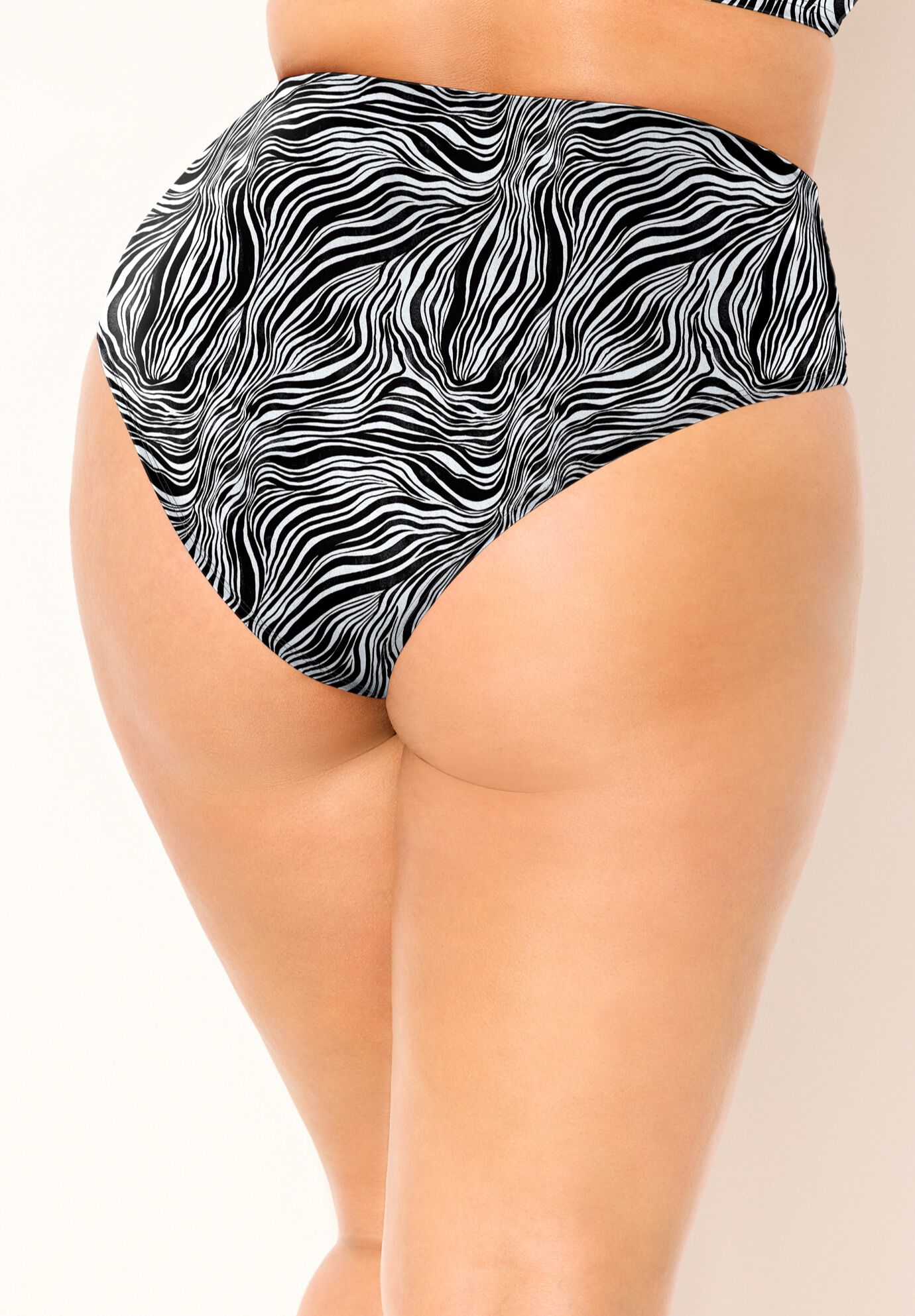 Side Shirred High Waist Swim Brief, ISLAND ZEBRA, alternate image number 2
