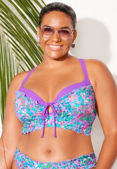 Longline Bra Sized Lettuce Trim Bikini Top