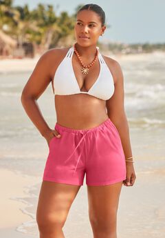 Cotton Tie-Front Cover Up Shorts