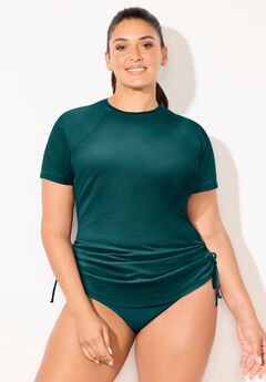 Chlorine Resistant Quick-Dry Side-Tie Short Sleeve Swim Tee Rash Guard