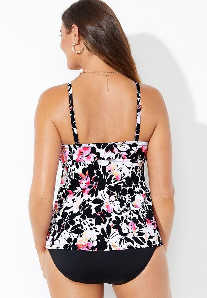 Tie Front Underwire Tankini Set, , on-hover image number null
