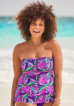Smocked Bandeau Tankini Top