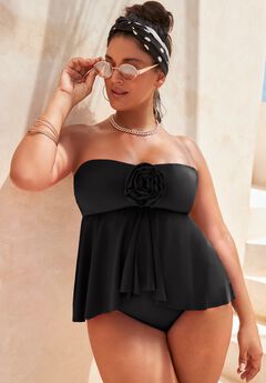 Rosette Bandeau Tankini Top