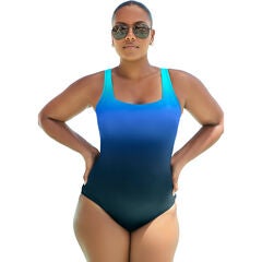 Chlorine Resistant Square Neck Tummy Control One Piece Swimsuit