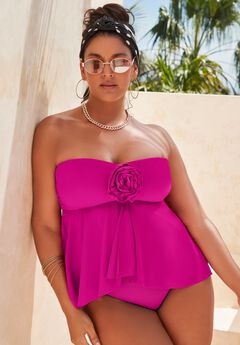Rosette Bandeau Tankini Top
